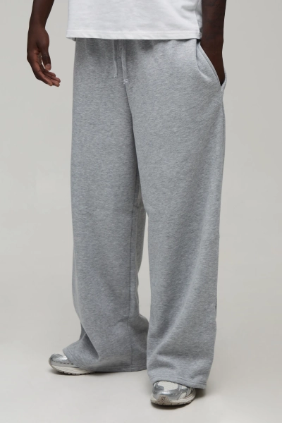 Grey Marl Basic Extreme Wide Leg Jogger | BOOHOOMAN