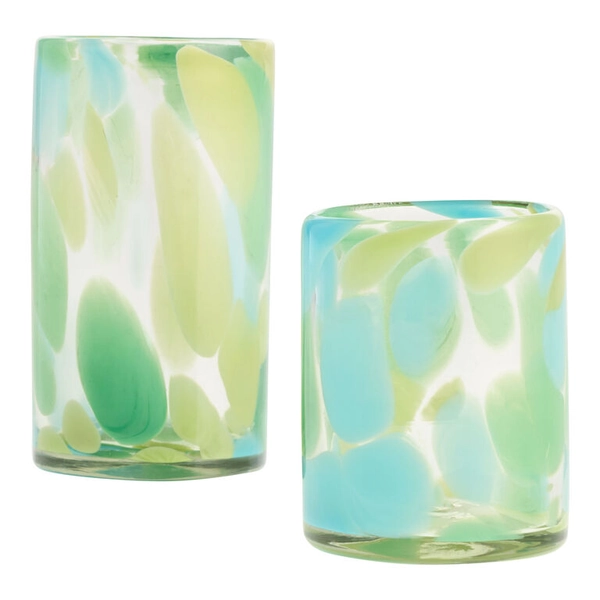 High Ball Carina Blue and Green Handcrafted Recycled Bar Glass