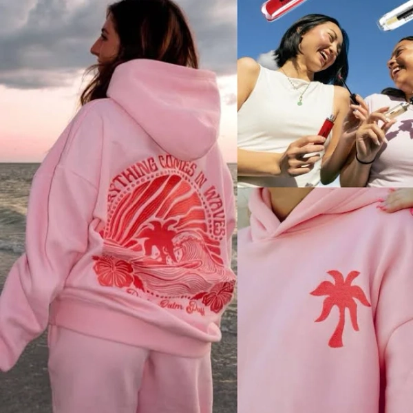 Pink Palm Puff x Frilliance Hoodie with 2 Glosses