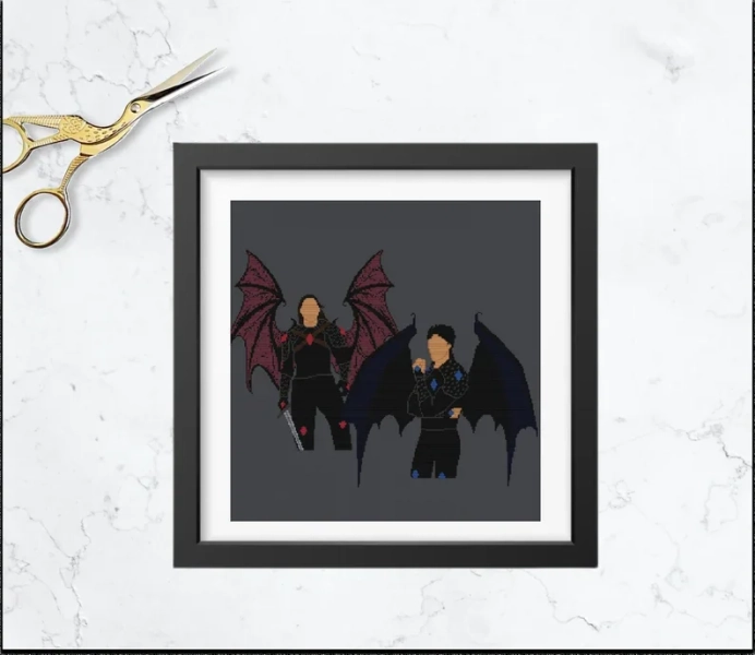 Fantasy cross stitch pattern. 3 Patterns Fantasy book-tok PDF download. bat boys