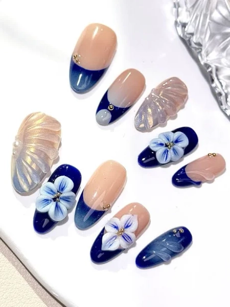 Viral 3D Flower Handmade Nails | Eclaire Studio | Luxury Handmade Press On Nails M