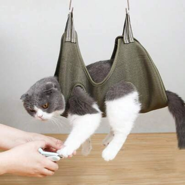1pc Green Small Pet Dog Cat Grooming Hammock Style Safety Vest, Pet Grooming Hammock Restraint Bag, Dog Nail Trimming And Ear Eye Care Grooming Leash