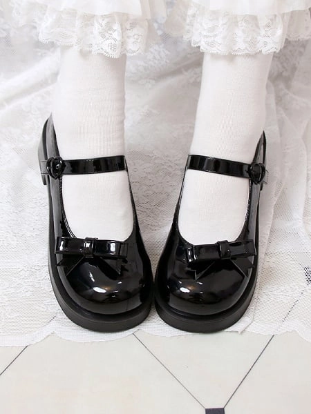 [$34.00]Bow Accents Black Cute Mary Janes