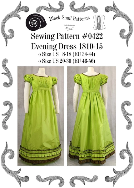 Empire / Regency Evening Dress 1810 to 1815 Sewing Pattern #0422 Size US 8-30 (EU 34-56) PDF Download - Etsy Australia