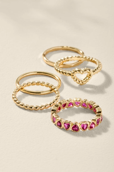 Violet Eternity Heart Ring Set