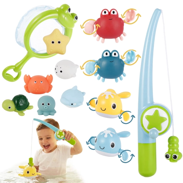 sixwipe Bath Toys for Babies 6-12 Months+, Swimming Ducks Amphibious Dinghy Bath Toys for Kid No Hole Animal Floating Pool Toys, Fishing Net Watering Can Baby Bathtub Water Toys - Walmart.com