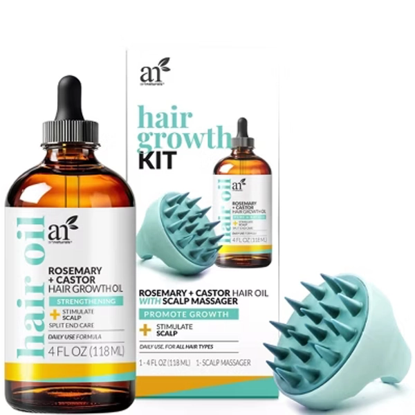 artnaturals Rosemary + Castor Hair Growth Oil with Scalp Brush - 4 fl oz