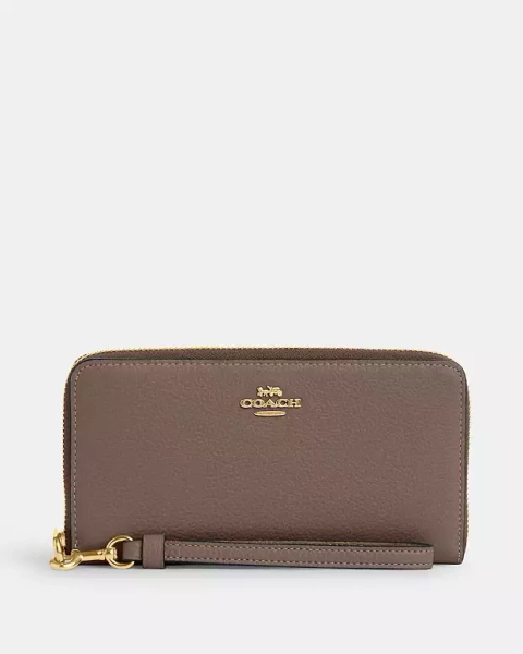 Gold/Dark Stone Long Zip Around Wallet