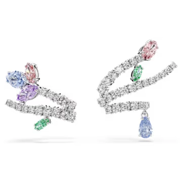 Ariana Grande x Swarovski ear cuffs, Mixed cuts, Multicolored, Rhodium plated