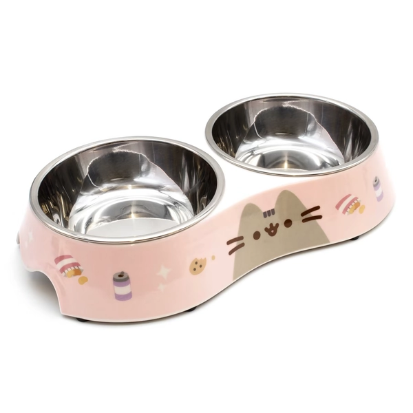 Pusheen Pink Sweets & Treats Double Diner Bowl for Cats