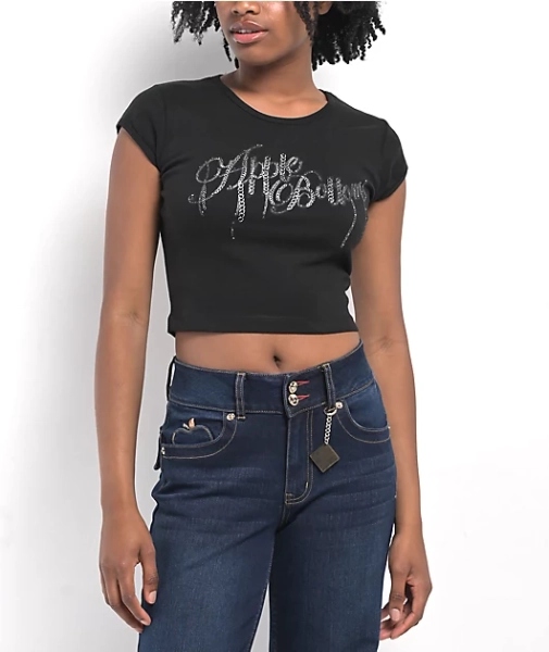Apple Bottoms Chain Reaction Black Crop T-Shirt