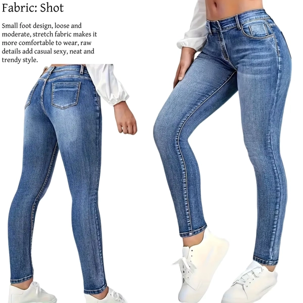 Y2k Jeans Jeans For Woman Elastic Blue Skinny Trousers Simple Design Classic Denim Pants Retro Style High Waist - AliExpress 200000345