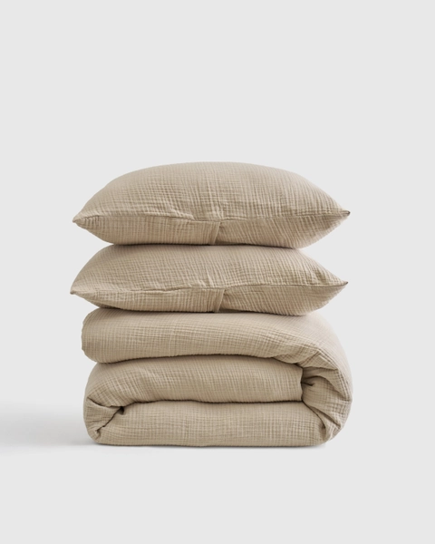 Organic Airy Gauze Duvet Cover Set | Quince in Dune
