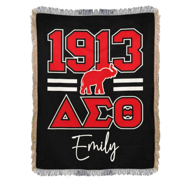 Personalized Delta Sigma Theta Woven Blanket, Custom Sorority Crest Throw Blankets Women Gift Decor