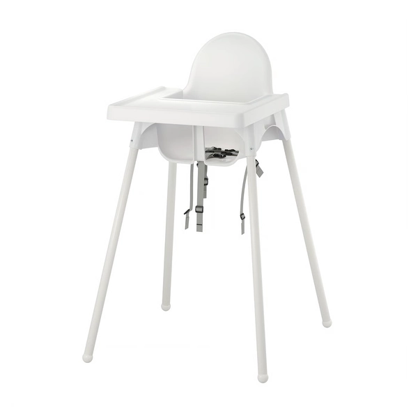 ANTILOP High chair with tray - white/white