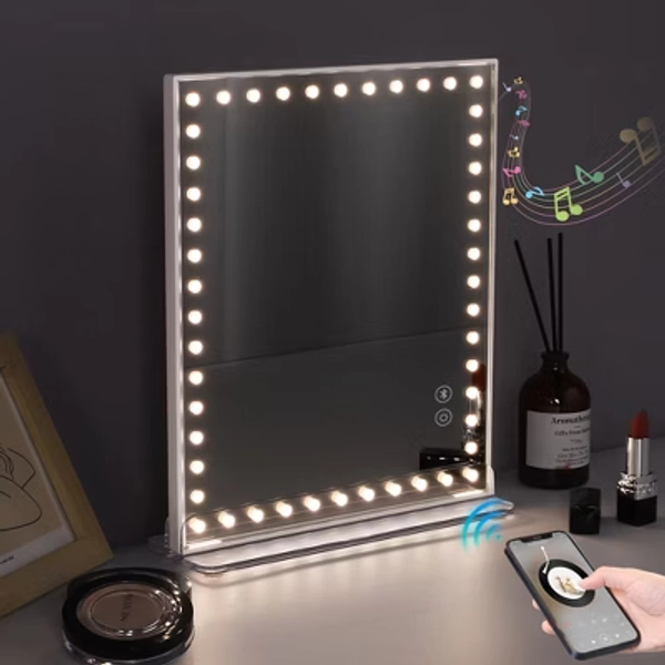 VANITII 9" x 12" Vanity Makeup Mirror with Lights Bluetooth Tabletop Clear
