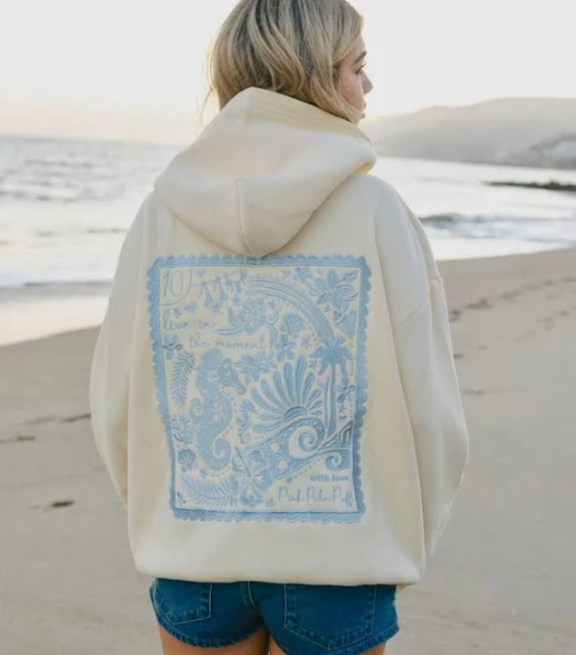 Pink Palm Puff Live in The Moment Hoodie