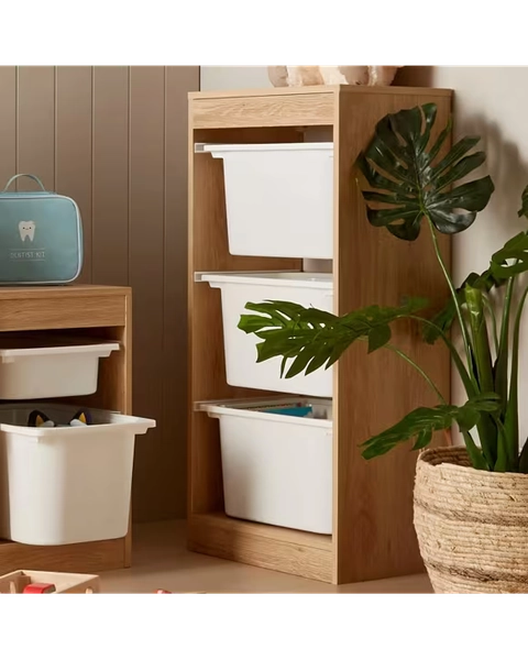 Kids 3-Tub Storage Organiser - Oak Look