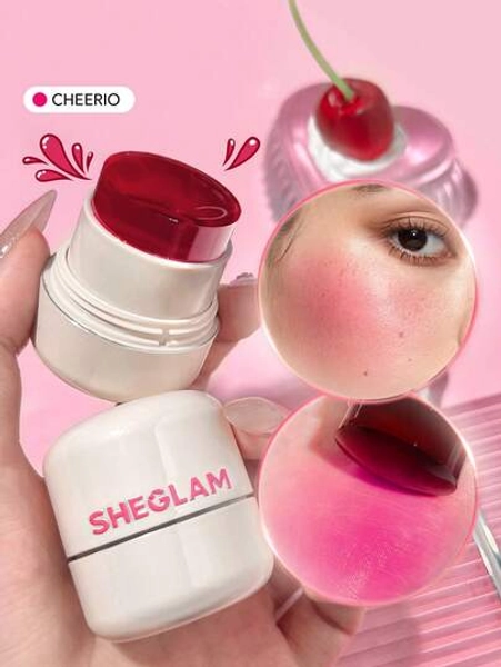 SHEGLAM Jelly-Licious Hydrating Lip & Blush Tint-Cheerio 4 Colors Watery Blush Stick Long Lasting Pigment Dual-Use Natural Pigment Jelly Texture Face Makeup Rare Brand Beauty Makeup Face Paint Cosmetic For Women Girls Perfect For Fall Winter Ideal For Y2K Fancy Fashion Suitable For Birthday Christmas Present Party Ready Best Color