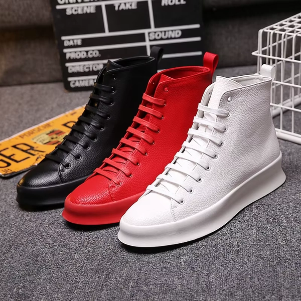 British design men casual platform shoes genuine leather flat shoe spring autumn lace-up sneakers black white red mans footwear - AliExpress 322
