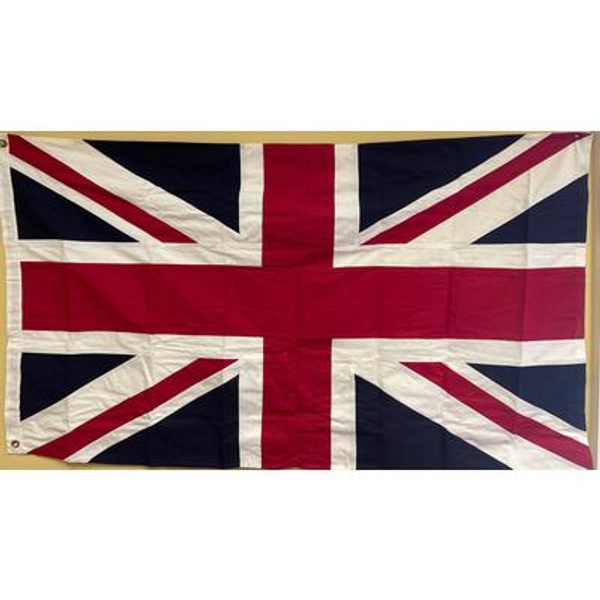 British UK Flag: Sewn & Embroidered Cotton, Brass Grommets