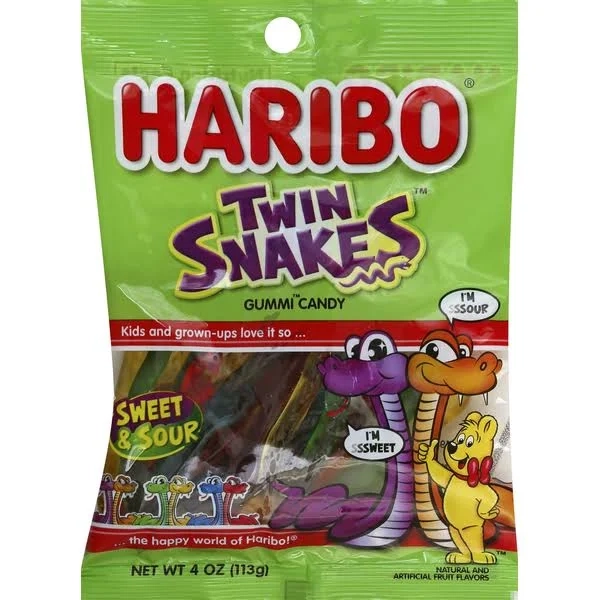 HARIBO Gummi Candy, Sweet & Sour, Twin Snakes