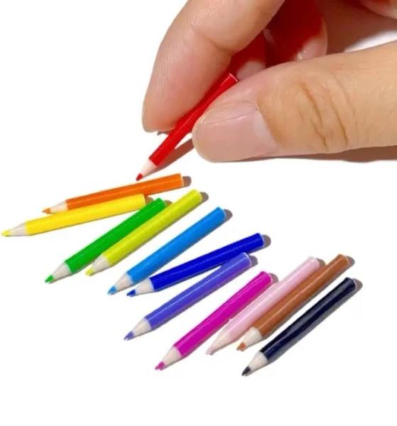 10/12Pcs Miniature School Supplies Toy Set for Kids Includes Colored Pens Mini Pencils Dollhouse
