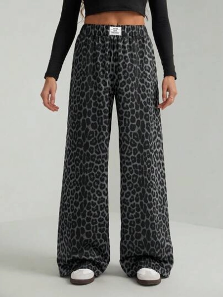 SHEIN Tall Women Leopard Print Casual Lounge Pants Graduation,Back To School Outfits,Graduation,Teacher Outfits For Women,Back To School
