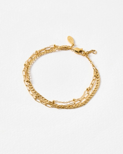 Celine Gold Tone Waterproof Triple Row Chain Bracelet