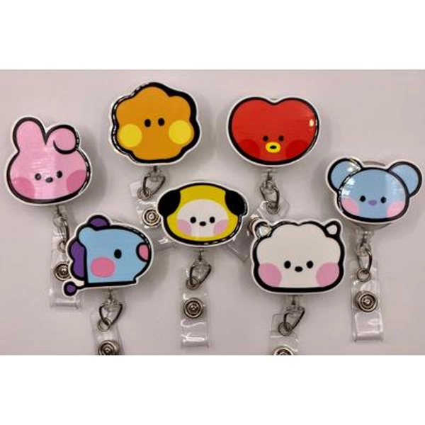 Kpop Boy Band Cartoon Inspired Acrylic Retractable ID Badge Reel Holder