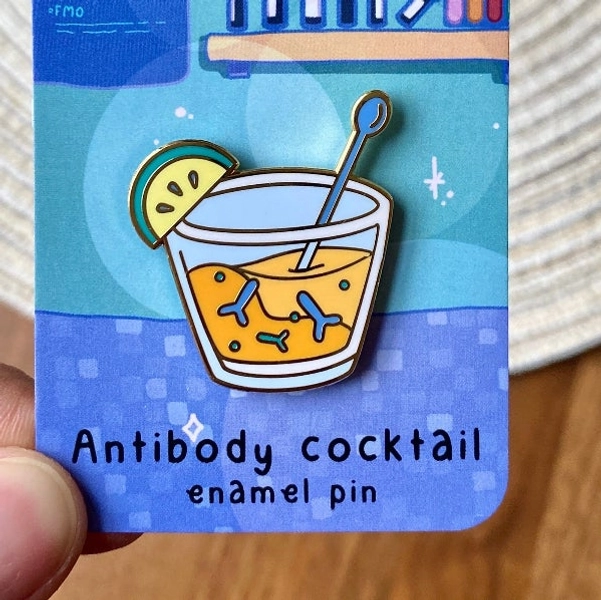 Antibody cocktail science enamel pin | Cute immunology pin for laboratory scientist | Molecular biology, immunology, neuroscience gift