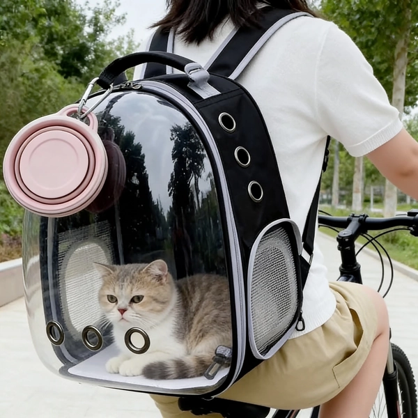 2pcs New Pet Backpack Hanging Bowl - (including 1 Lock Buckle) Suitable for Cats and Dogs, Foldable Bowl, Suitable for Outdoor Exploration, Modern Pet Accessories, Reusable for Camping and Hiking, Portable Hanging Cat Bowl