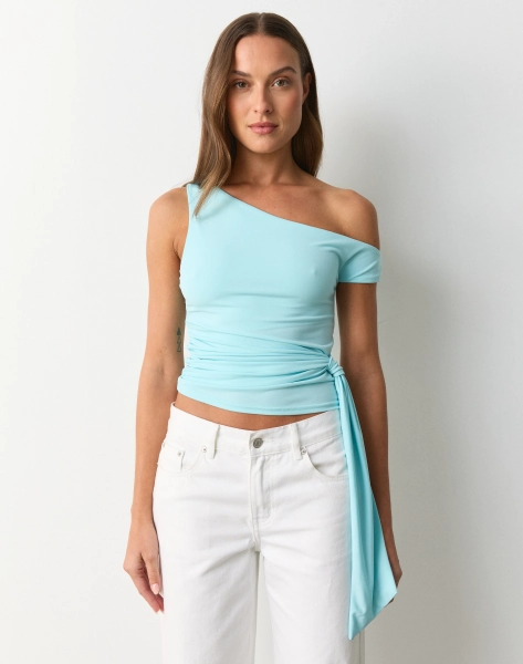 One Shoulder Drape Detail Top