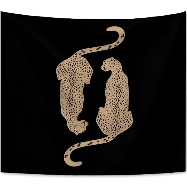 Black Leopard Cheetah Tapestry, Y2k Leopard Cheetah Wall Hanging Tapestries for Bedroom Living Room Dorm Girls Room Home Decor