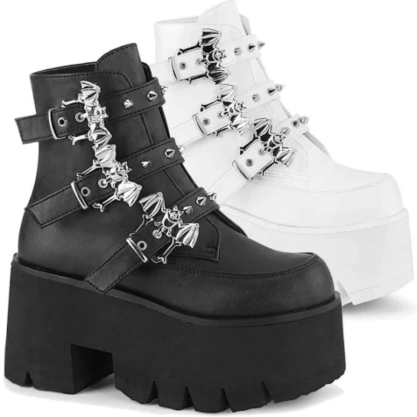 Pleaser ASHES-55 Platform Chunky Heel Ankle Boots