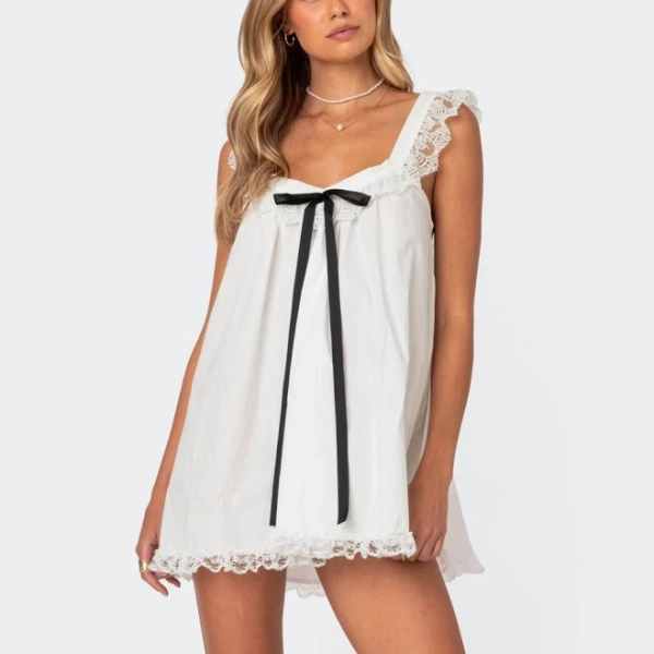 Edikted Women's Rayne Lacey Babydoll Mini Dress