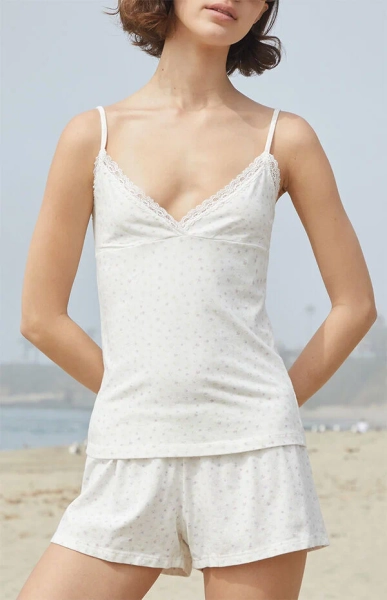White & Pink Floral Amara Lace Tank Top