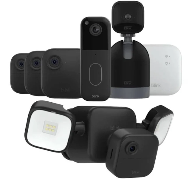 Blink Whole Home Security Camera System Doorbell Wireless Floodlight Bundle, 1080p FHD, Plug in, Outdoor & Indoor | IP/Network