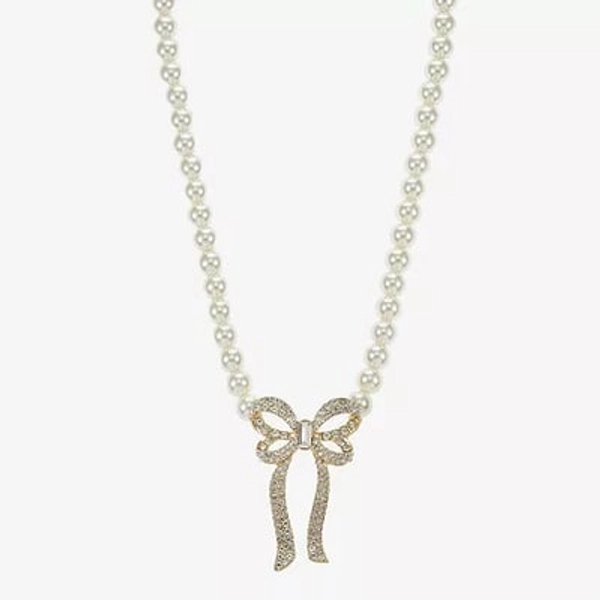 Monet Jewelry Gold Tone Womens Glass 18 Inch Strand Necklace, One Size, White