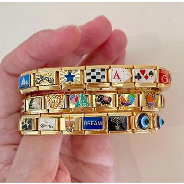 Personalized Italian Bracelet, Custom Gold Italy Charms, Gold Italian Bracelet, Italy Charms, Gold Italian Charm Bracelet, Gift for Her