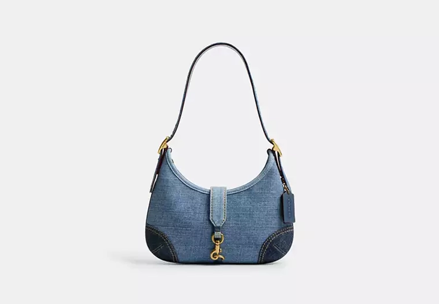 Brass/Blue Hamptons Hobo Bag With Repurposed Denim