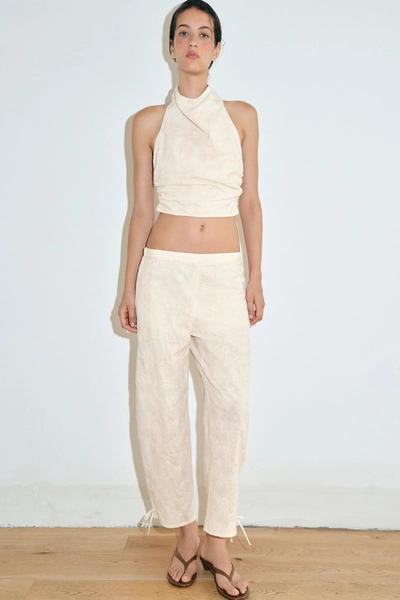 EMBROIDERED SEQUIN HALTER TOP - Ecru - XS