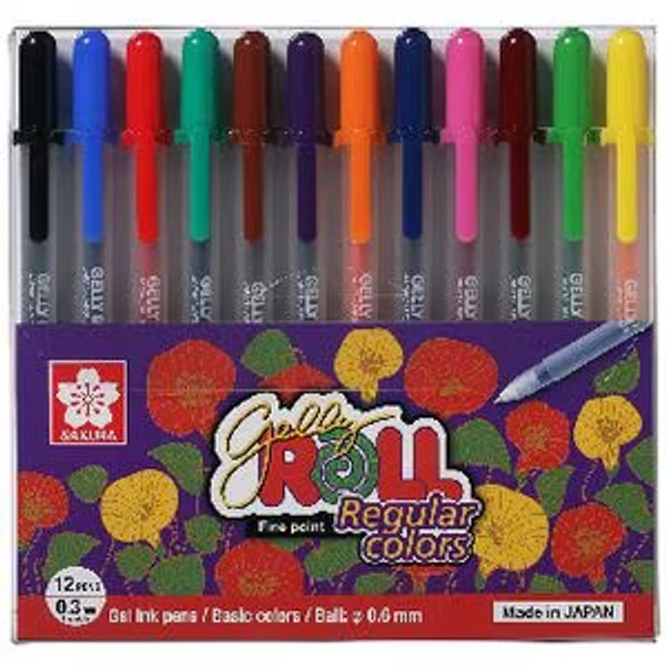 Sakura Gelly Roll Gel Pens Fine Assorted 12 Pack