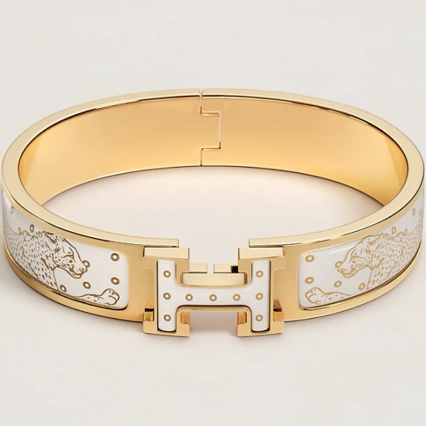 Hermès Women's Clic H Guepards Enamel Bracelet