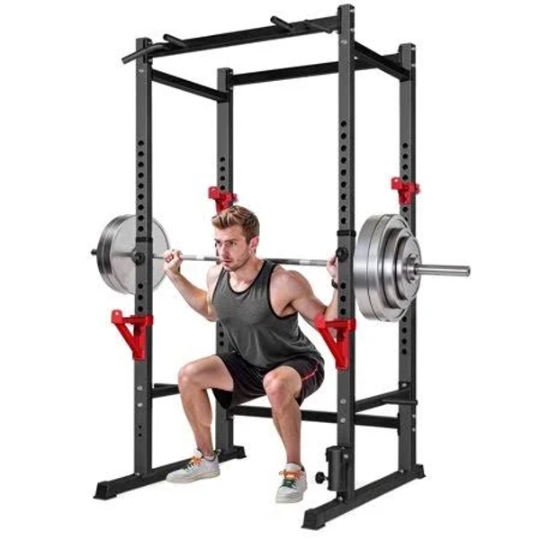 Primy 1000lb Capacity Power Rack, Rack Cage for Weight Training, Adjustable Squat Stand Rack for Home Gym Equipment, Lifting Cage, Size: 47.6, Black