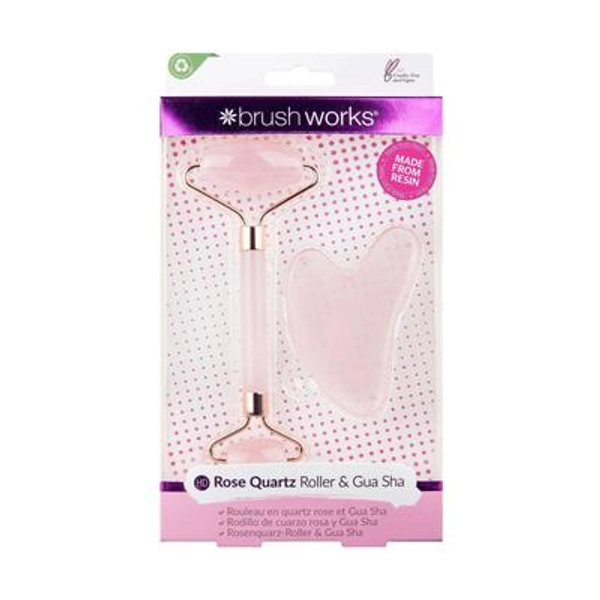 Brush Works Brush Works Rose Quartz & Gua Sha Duo Set