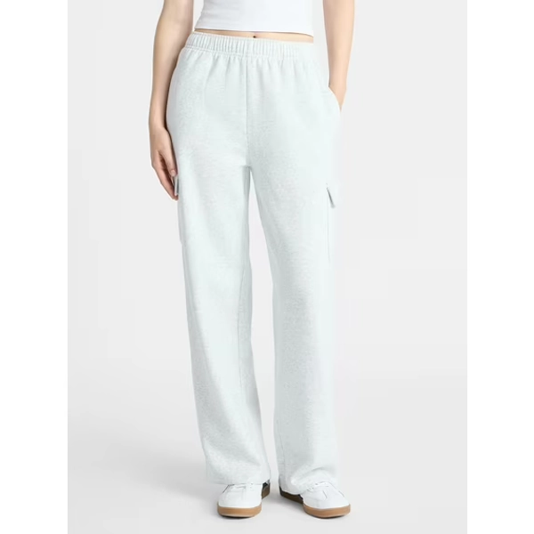 No Boundaries Fleece Cargo Wide-Leg Pants, 30'' Inseam, Women's