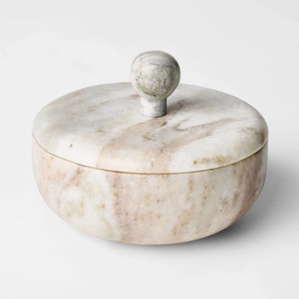 Threshold designed w/Studio McGee 5" Round Marble Box Natural - Threshold™ designed with Studio McGee