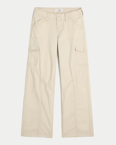 Hollister Andi Adjustable Waist Ultra Low-Rise Baggy Satin Trim Pants
