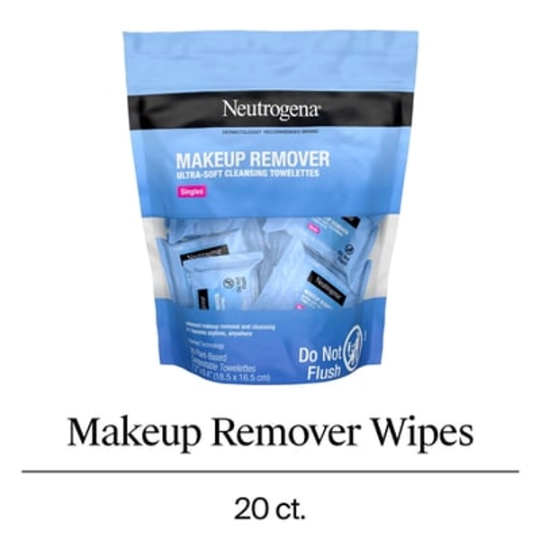 Neutrogena Cleansing Makeup Remover Wipes, Individually Wrapped, 20 Count